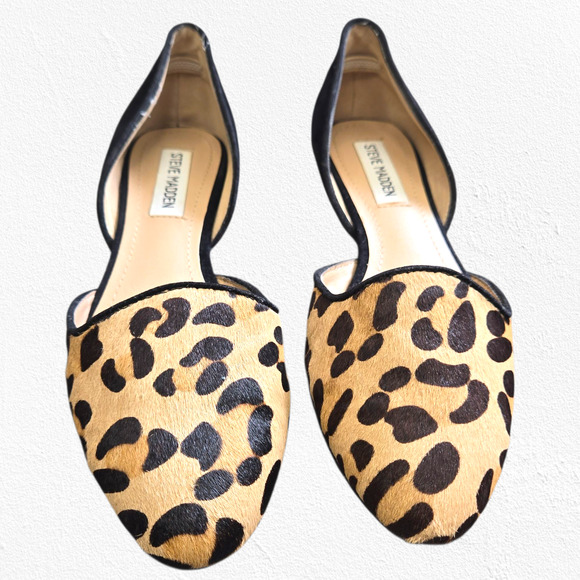 Steve Madden Vamp Leopard Calf Hair D’Orsay Pointed Toe Flats Size 7.5 - Picture 3 of 12